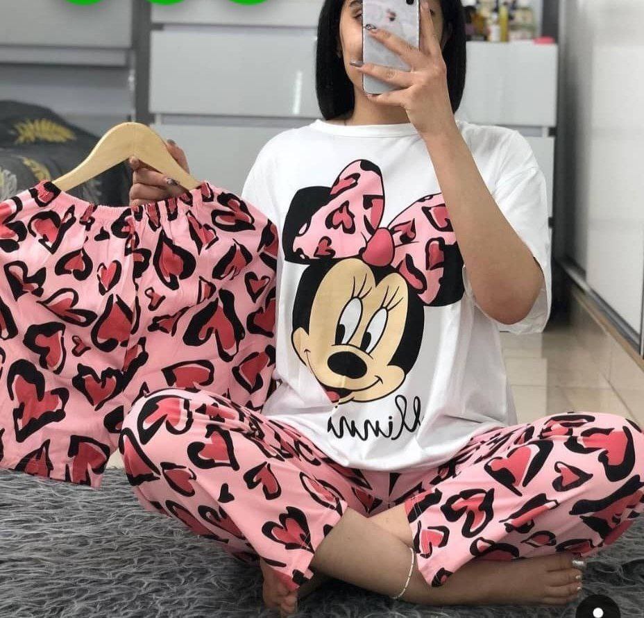 ست زنانه سه تیکه تیشرت ،شلوار ،شورتک  وارداتی با کشسانی